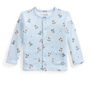 New Ralph Lauren Polo Bear Baby Boy Blue Reversible Interlock Jacket - 18m